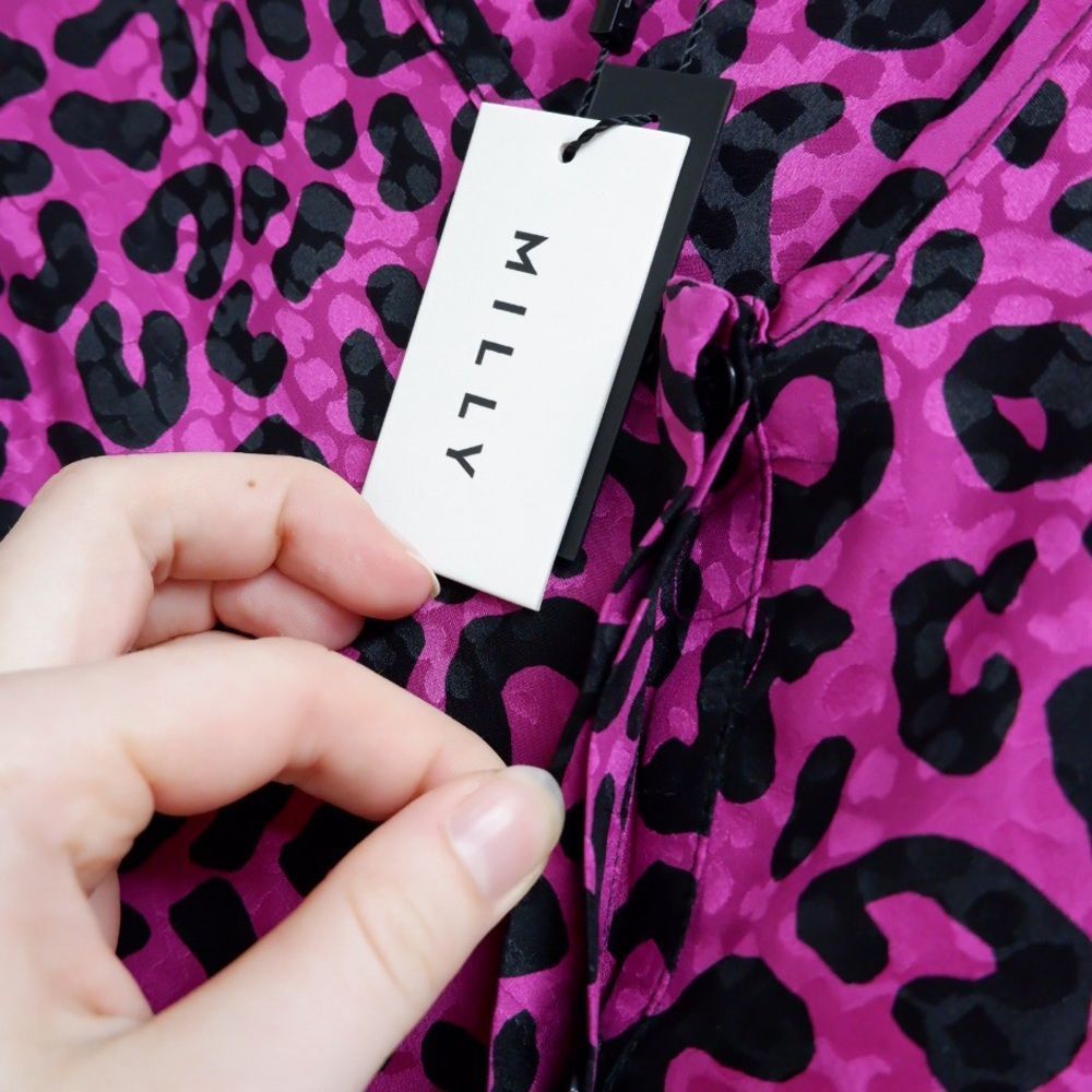MILLY ITALIAN SILK LEOPARD PRINT MAGENTA BLOUSE NEW WITH TAGS ✨ - Picture 4 of 8
